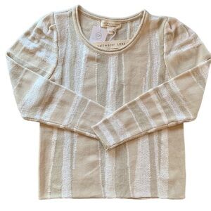 NWT Saltwater LUXE sz L Vanilla Striped Knit Scoop Neck Puffed Sleeves Sweater